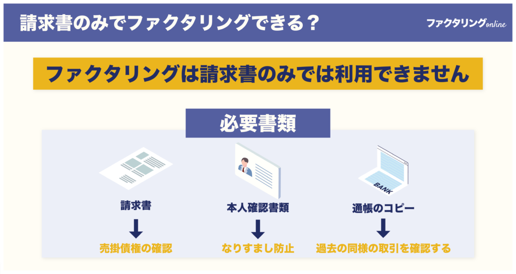 ファクタリングの請求書のみで利用できない