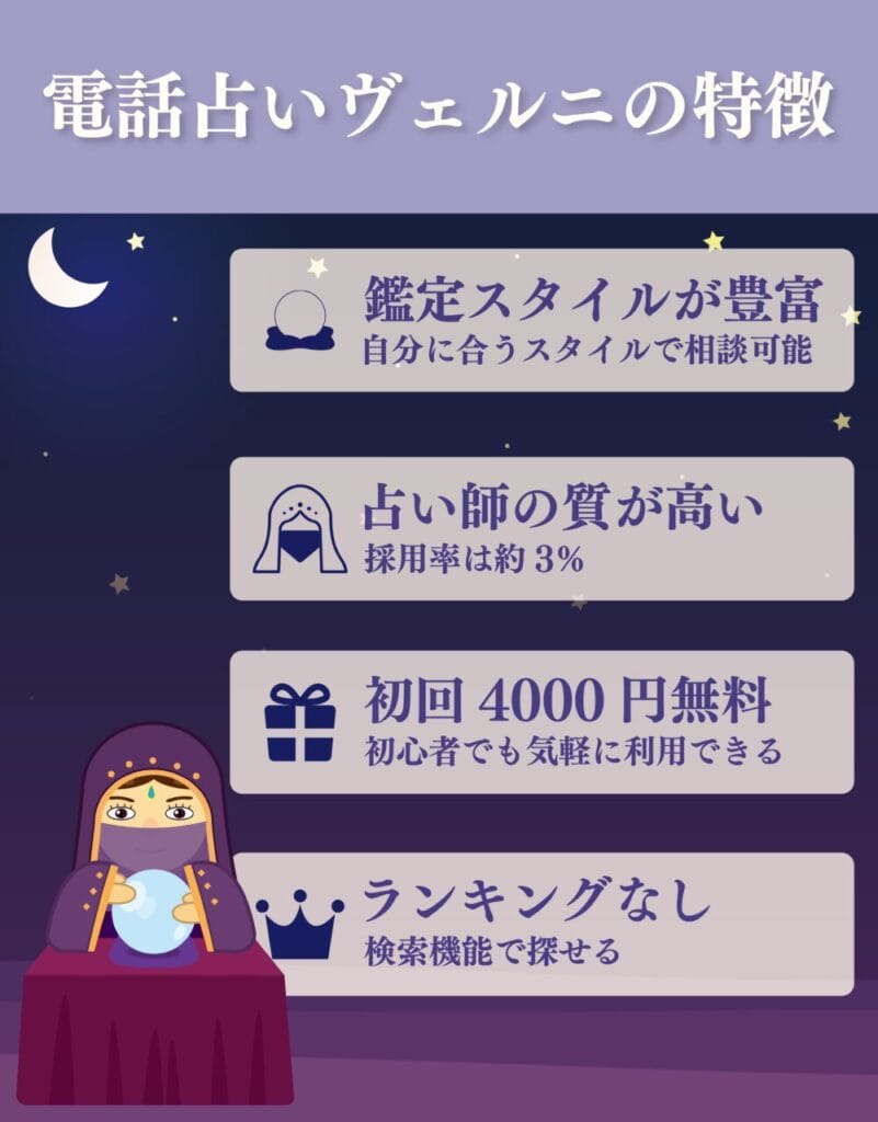 電話占いヴェルニの特徴
