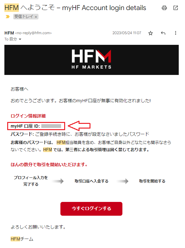 HFMへようこそメール