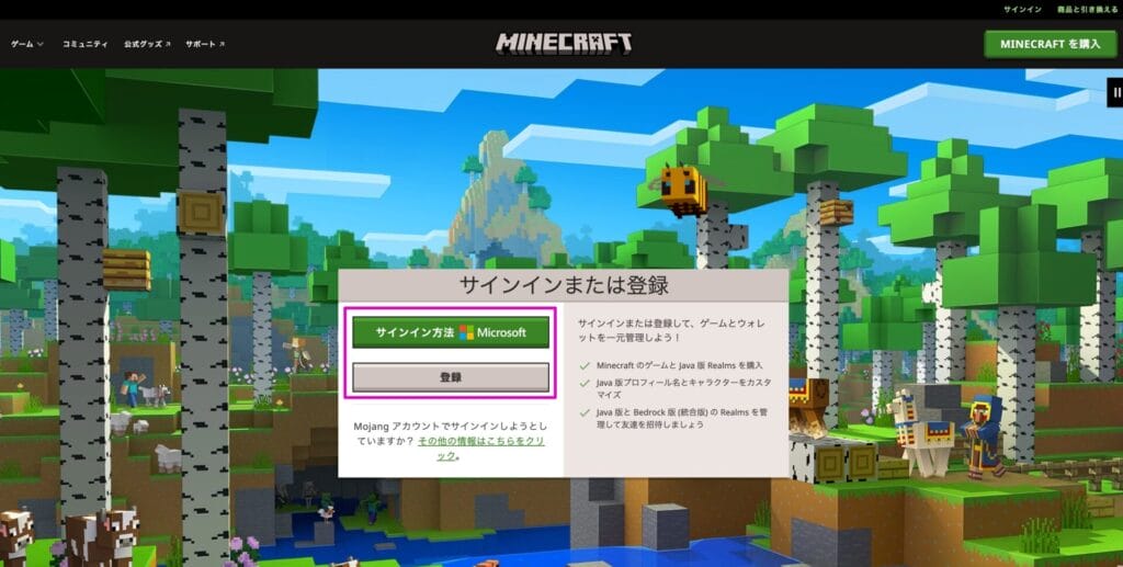 Microsoftアカウントでログイン