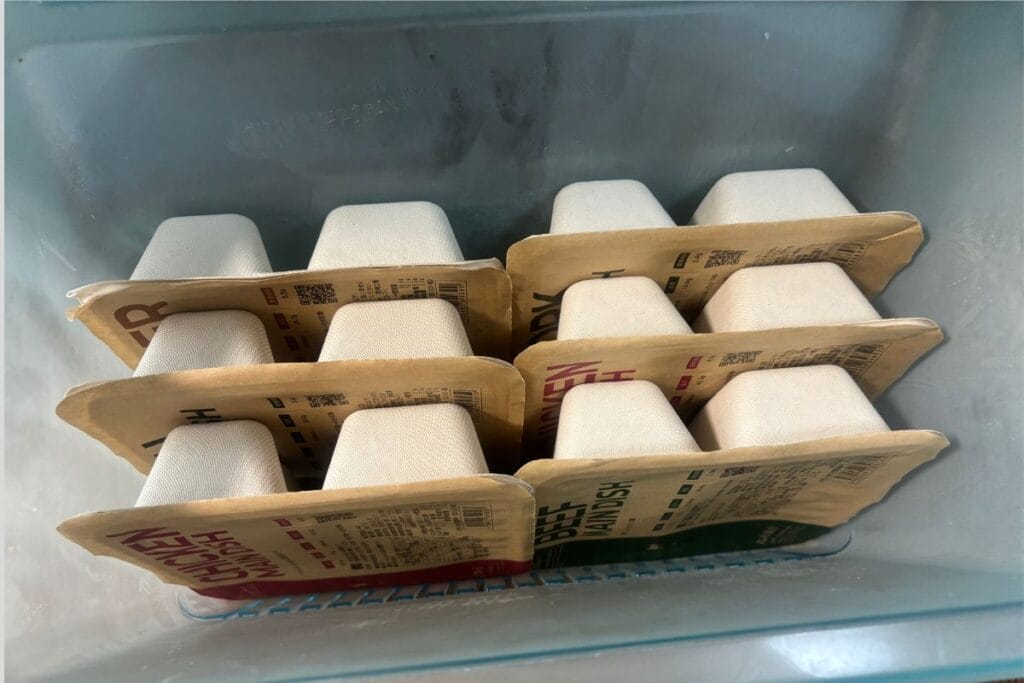 ナッシュを冷凍庫に縦に入れている写真