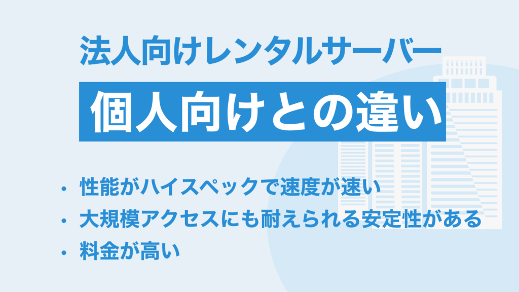 レンタルサーバー法人向け・個人向けの違い