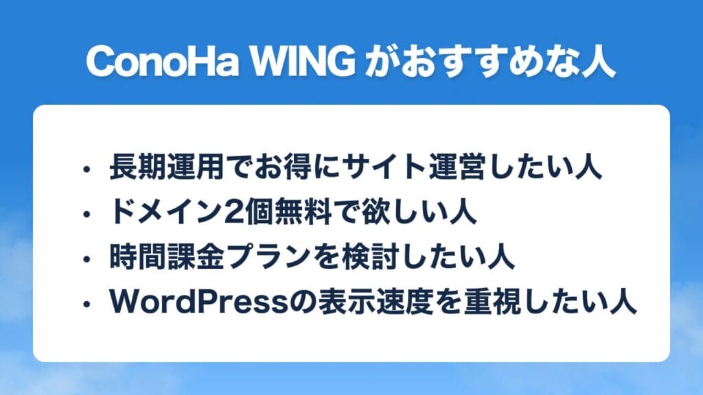 ConoHa WINGがおすすめな方