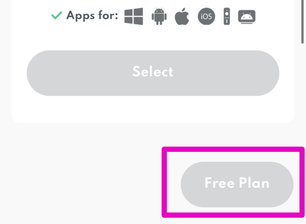 Freeプランを選択