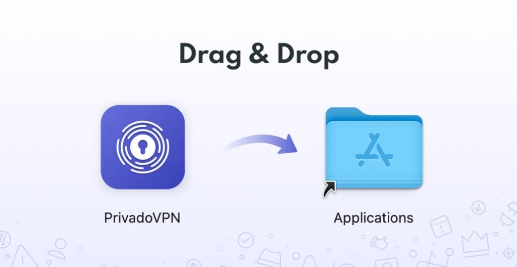 PrivadoVPNをドラッグ＆ドロップ