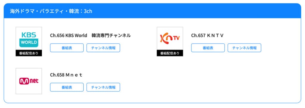 スカパー!の韓国系チャンネル