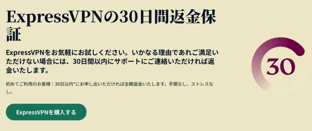 ExpressVPN返金保証