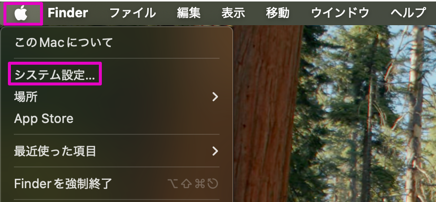 システム設定を開く