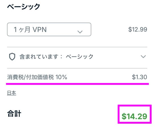 ExpressVPN申し込み手順　入力内容と金額の確認