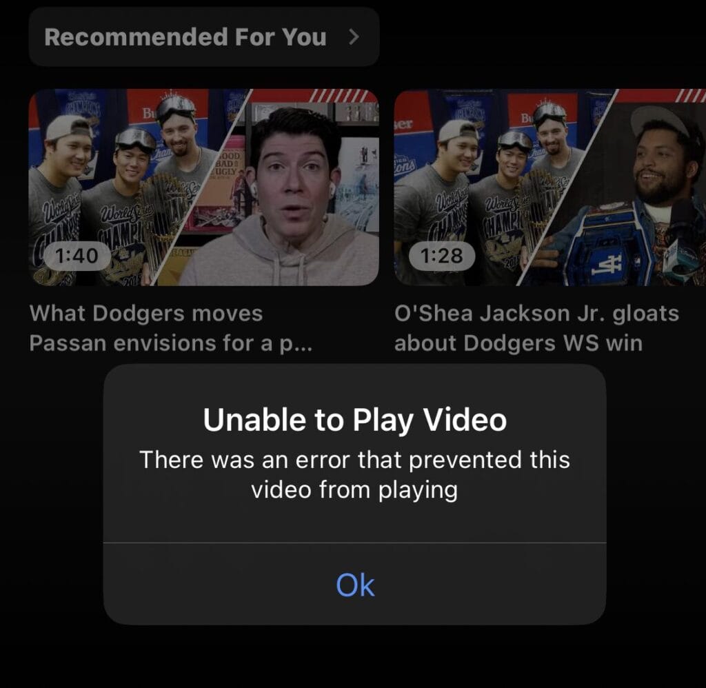 ESPNで表示されるエラーメッセージ