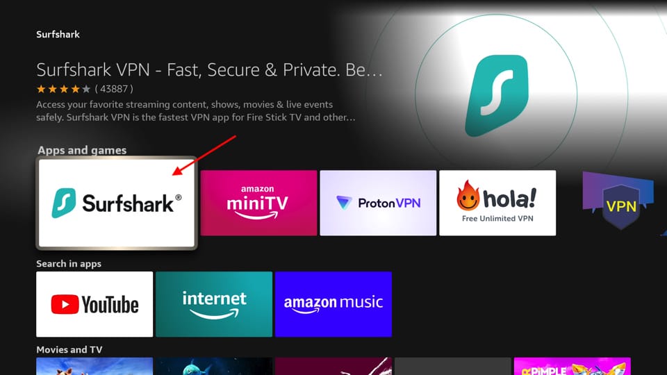 Fire TVでアプリをダウンロード