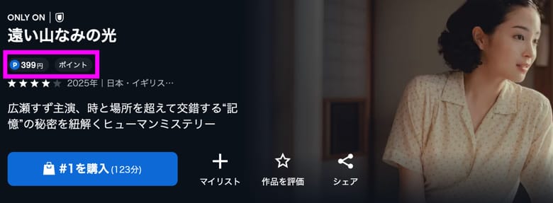 U-NEXT ポイント購入作品