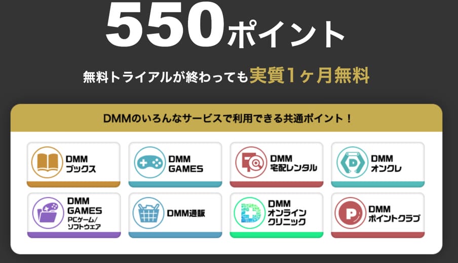 DMM TV 新規登録で550pt付与